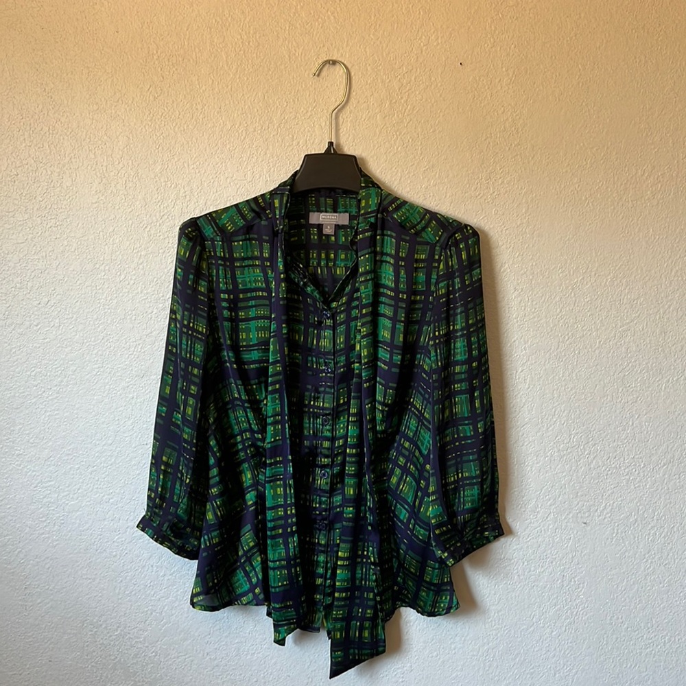 Merona 3/4 Sleeve Silky Button-Down Blouse Size Small
